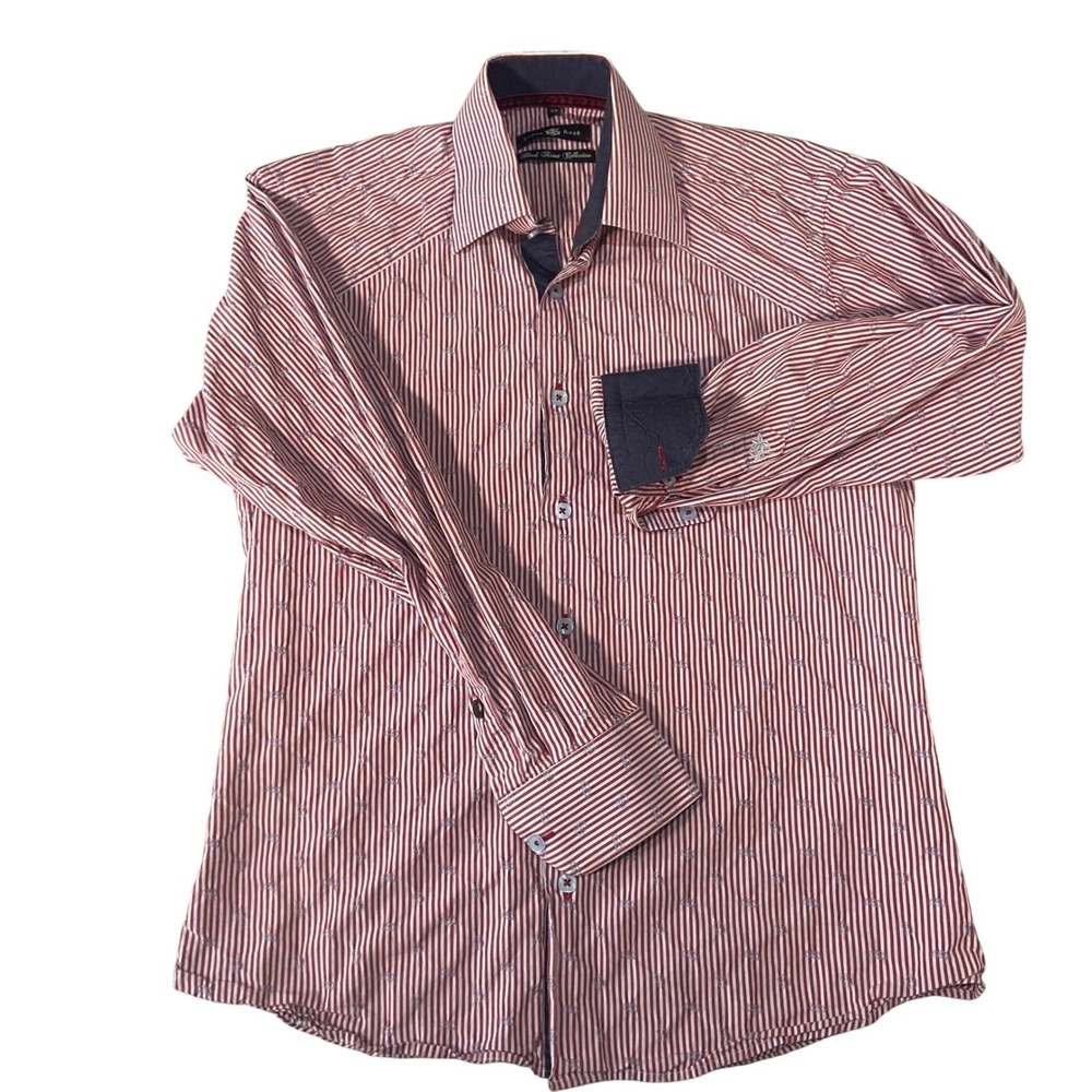 Stone Rose Black Rivet Collection Mens Shirt Striped Button Down‎